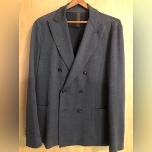 Men’s ELEVENTY blue/gray double-breasted knit blazer - size 38R.